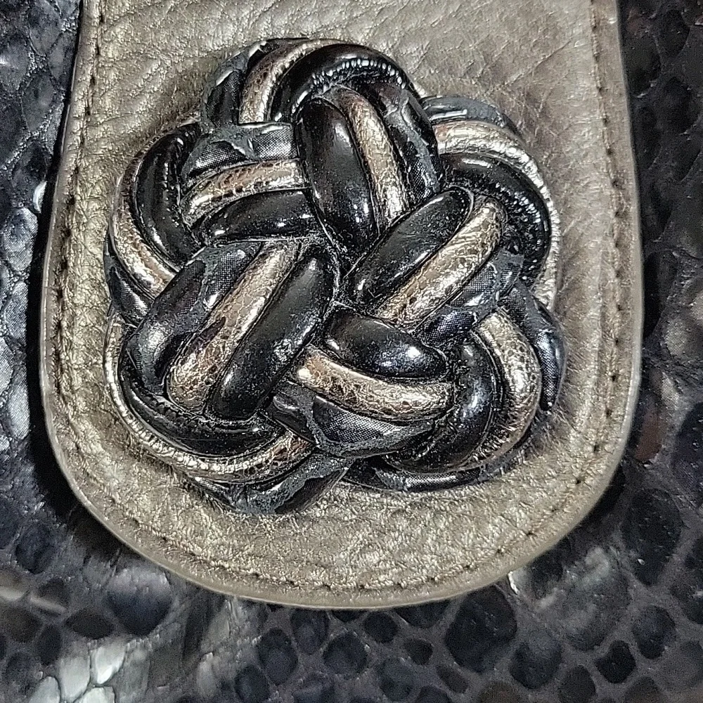 Brighton Black Patent Snakeskin Embossed Leather Women's Bag